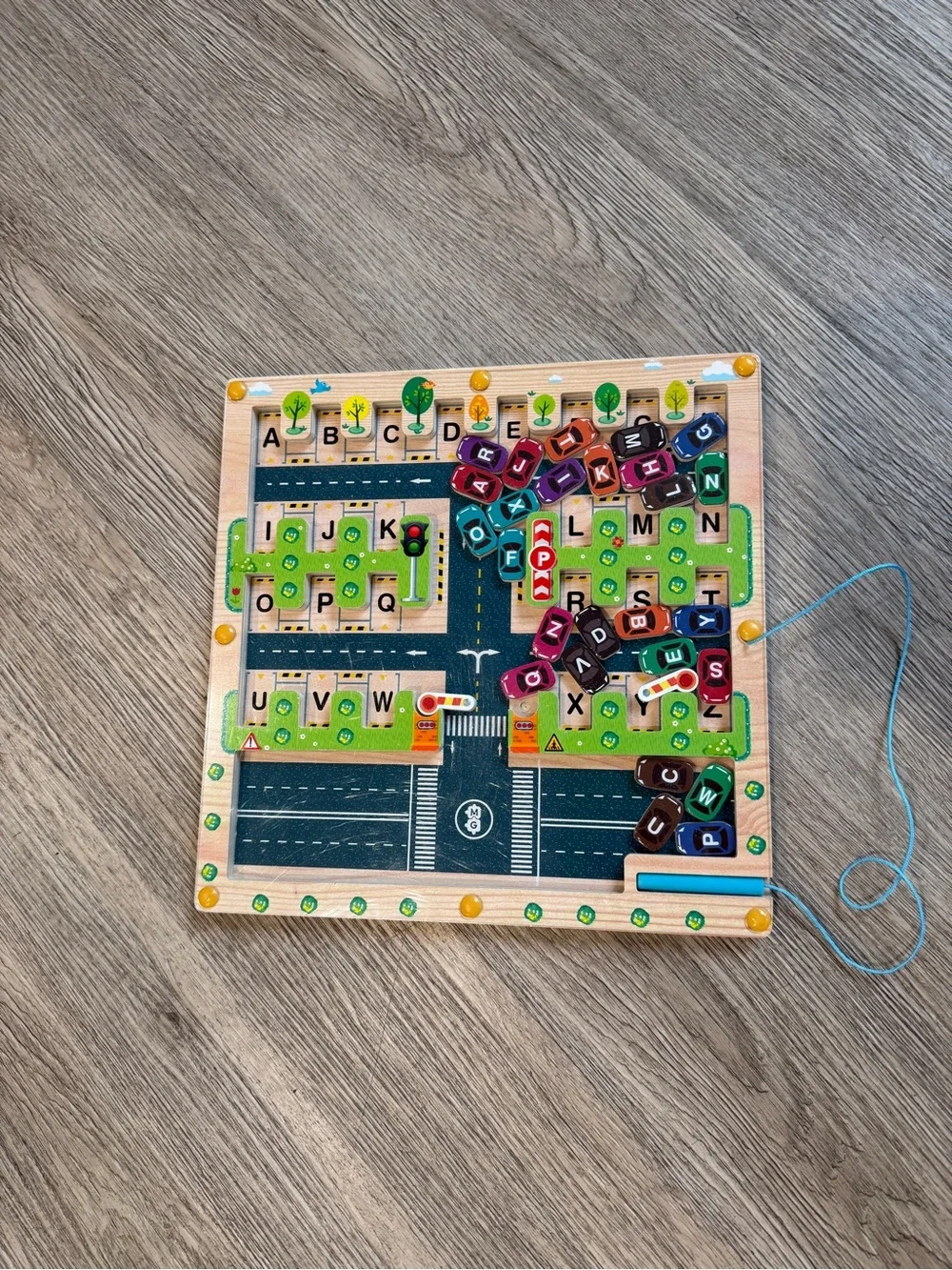 Magnetic Alphabet Parking Board - Yellow and Black Learning Toy